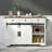 Sliding Door Kitchen Island With Power Outlet And  Drop Leaf&Spice Rack-2024053154