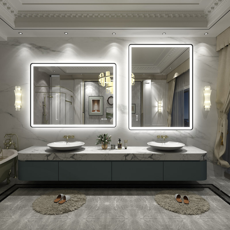 Aevar UL Certified Front & Back Lighted Anti-Fog Tempered Glass Framed Bathroom/Vanity Mirror with 3-Year Warranty, 48" x 36"