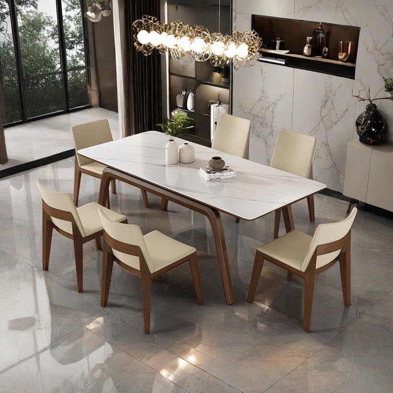 Table de salle à manger et chaise en bois massif Modern, H 29,52 po x L 78,74 po x l 35,43 po