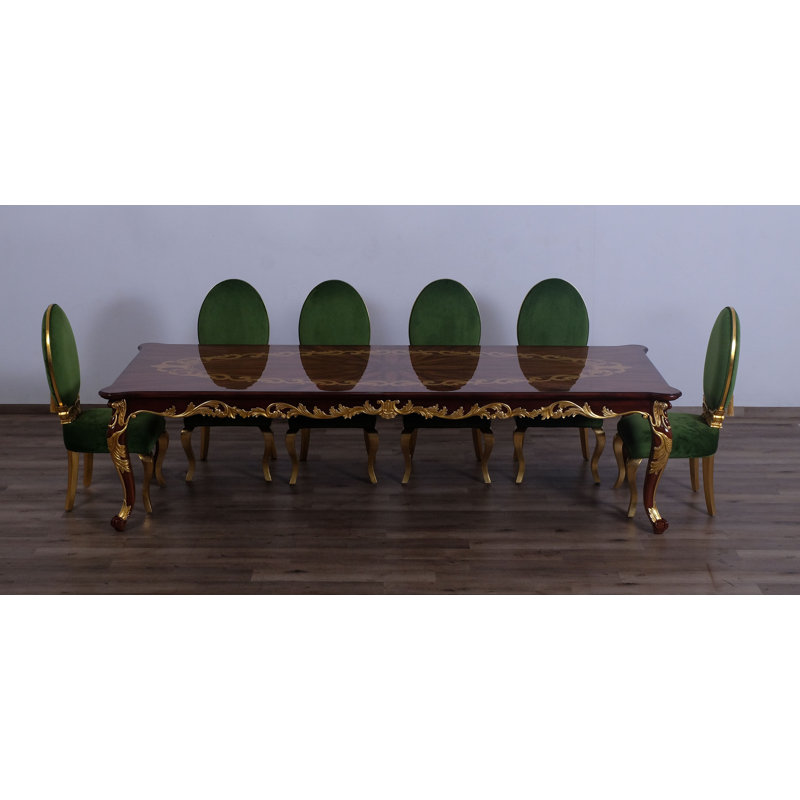 Marjarie 8 - Person Extendable Four Leg Dining Set, Emerald Green