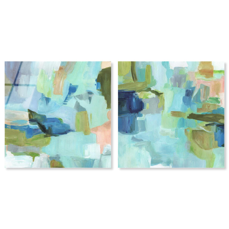 Ensemble d'art abstrait moderne « Sky Within Serenity » sur toile acrylique par Art Remedy, prêt à  accrocher, 12 x 12