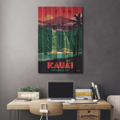 Wailua Falls par Ideastorm Studios - impression sur bois sans cadre