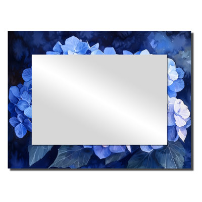Hydrangeas Under The Moonlight I - Floral Decorative Mirror Wall Art - Printed On Metal
