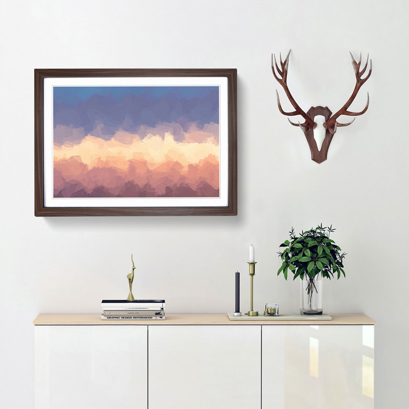 Cloud Stripes in Abstract - Picture Frame Graphic Art Print, 48cm H x 65cm W x 2cm D, Walnut Framed