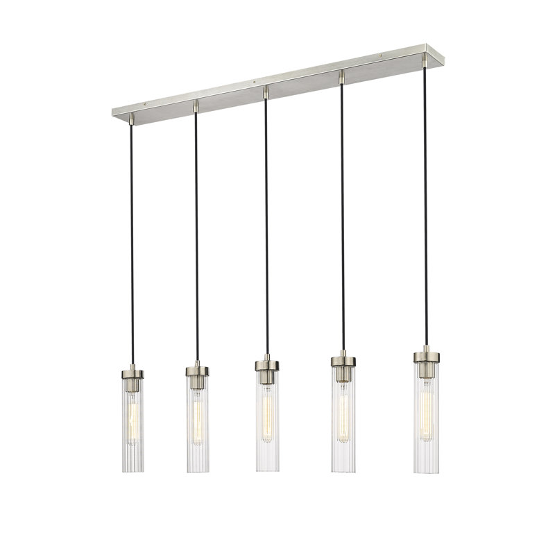 Mortola 5 - Light Dimmable Square / Rectangle Chandelier, Brushed Nickel