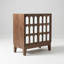 Armoire de rangement moderne à double porte au fini noyer avec miroir et tablettes amovibles pour l'organisation du salon-484616643