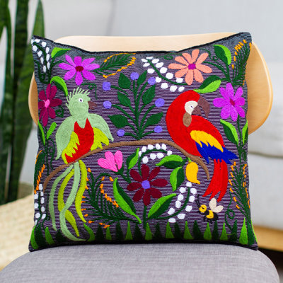  Housse de coussin en coton brodée à la main