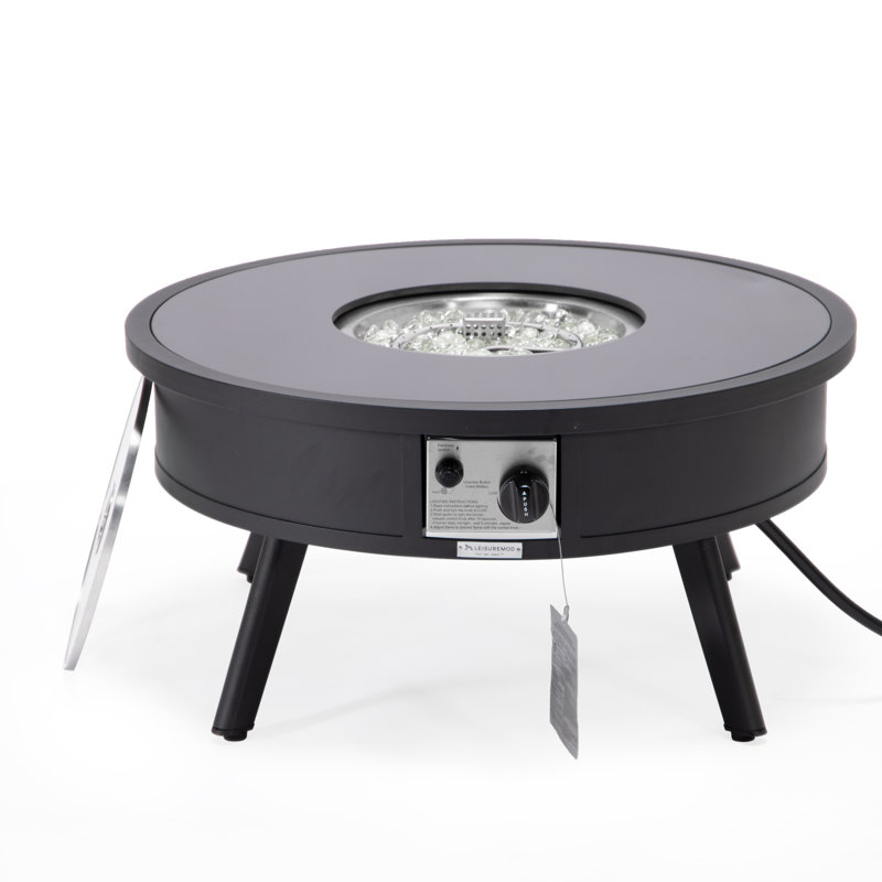 Kliyah Round Propane Smokeless Fire Pit Table, Black