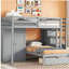 Lit superposé simple avec commode, tiroirs, gris-121069924