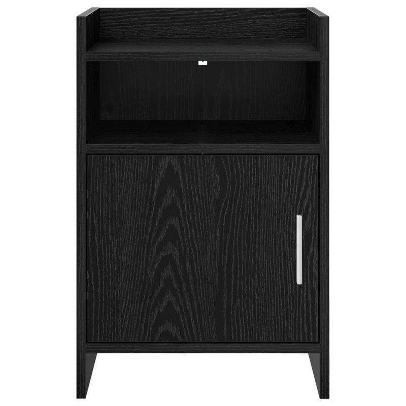 40cm W Composite Bedside Table, Black Oak