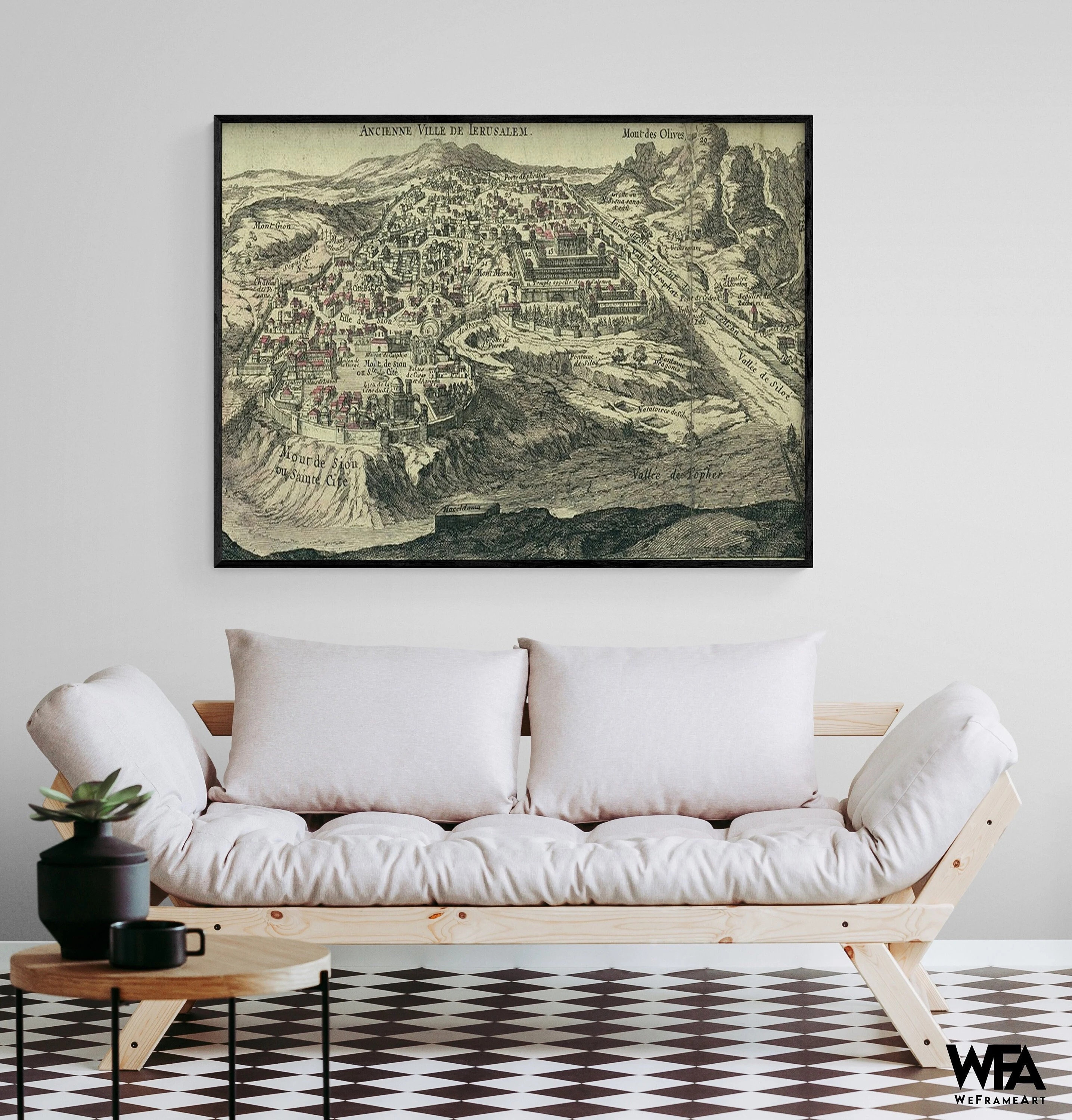 Carte Historique De Jérusalem Israël Datant De 1600 - Reproduction Vintage 23x27.26" - Neuf