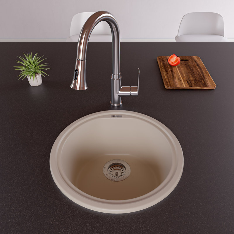 17.13'' L Single Bowl Granite Kitchen Sink, Biscuit