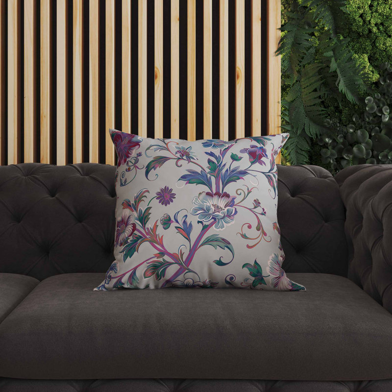 Coussin intérieur / extérieur Nature's Palette, Blanc / vert / beige / mauve, Carré 26 po