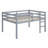 Full Size Rubber Wood Loft Bed With Ladder-1923593586