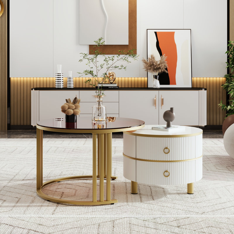 Coffee Table with Storage, White