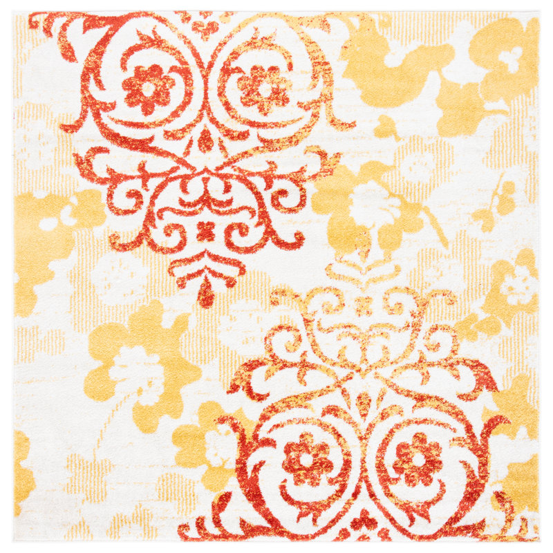 Tapis à motif floral Akshayen, Carré 6 pi 7 po