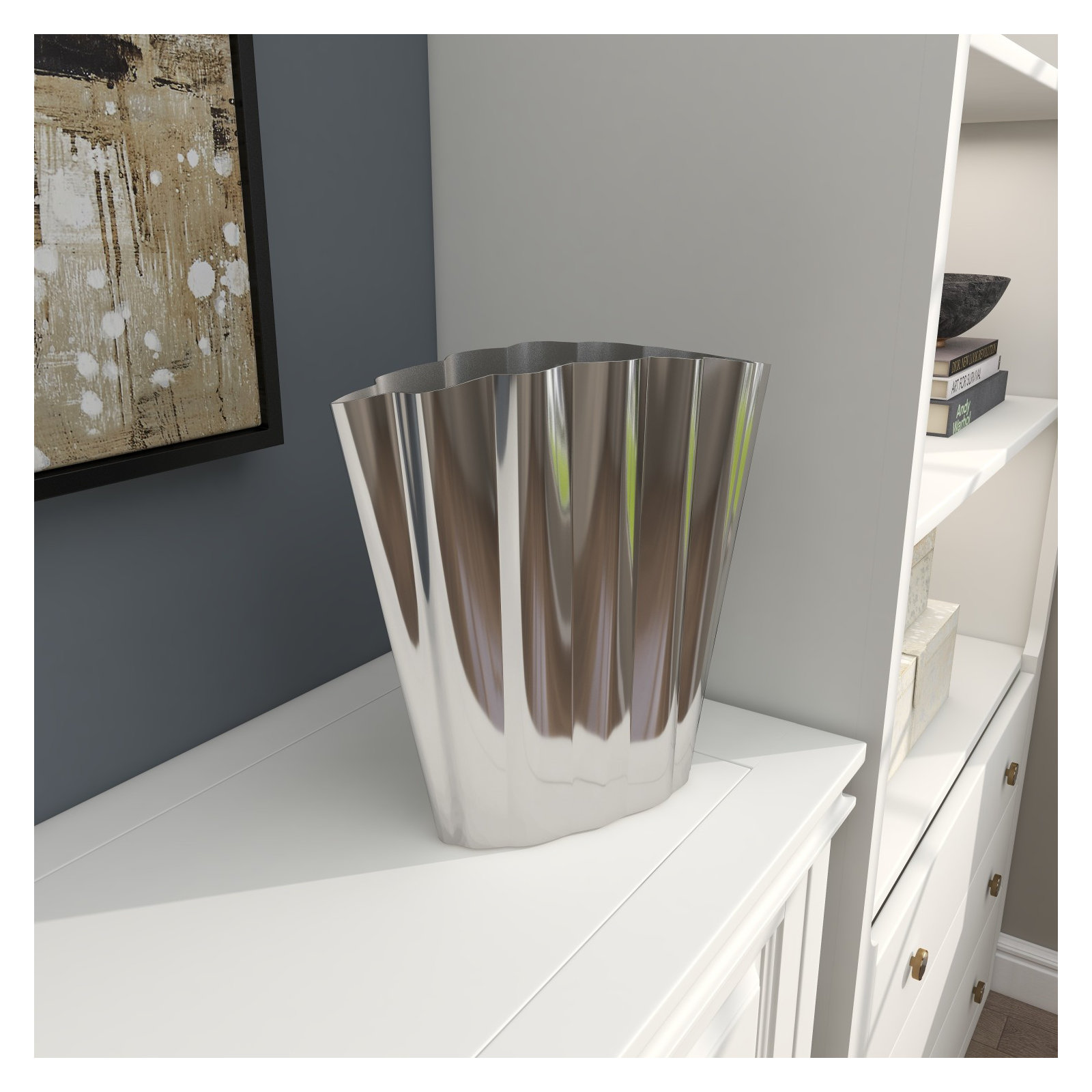 Giule Stainless Steel Table Vase, 14.9" H x 14.2" W x 5" D
