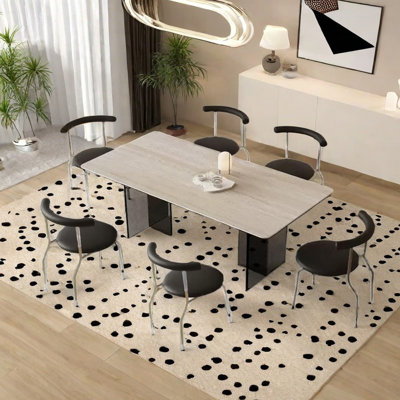 Vintage sintered stone acrylic dining table set