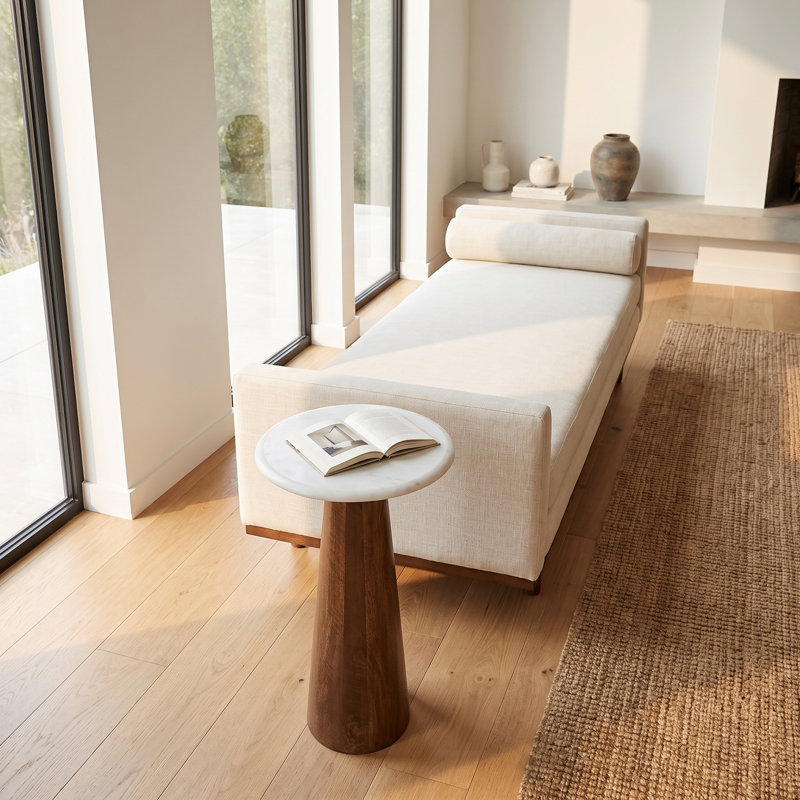 Marble Wood Tapered Cylinder Drink Table