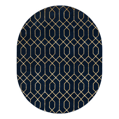 Glam Navy Blue Gold Area Rug