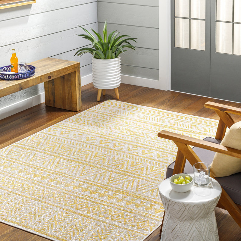 Granby Scout Moroccan Yellow Indoor/Outdoor Area Rug, Rectangle 8'10" x 12'