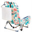Chaise de plage en aluminium et polyester 600D, inclinable en cinq positions et pouvant supporter jusqu'à 100 kg.