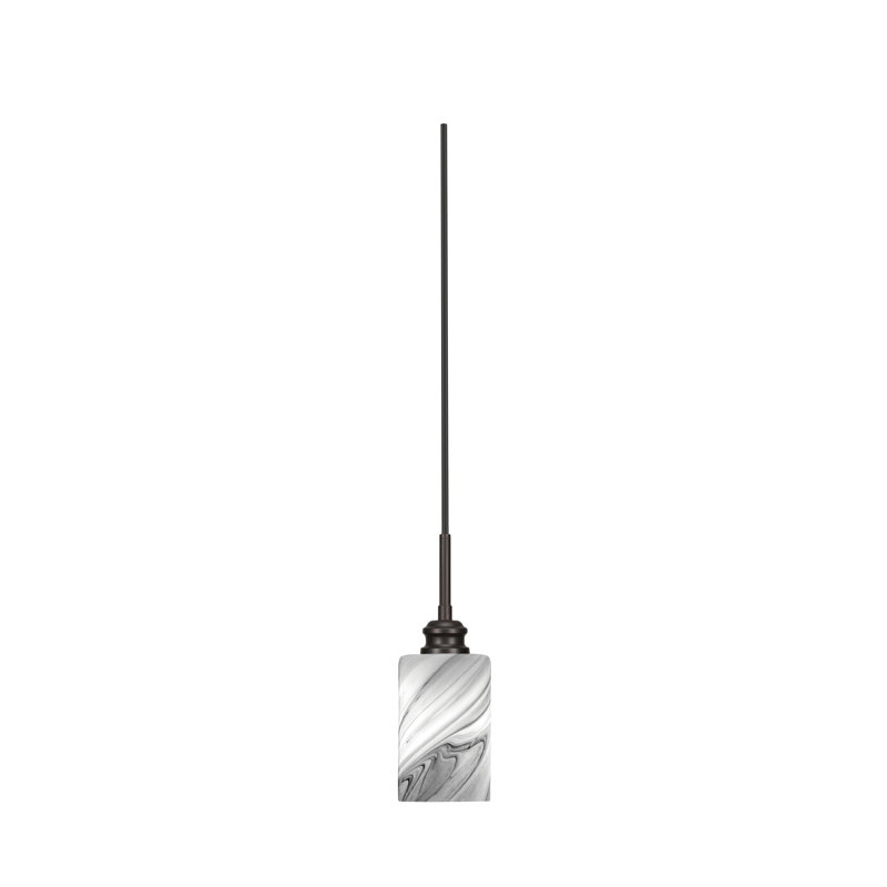 Mini-luminaire suspendu à cordon Edge avec verre tourbillon onyx 4 po, Nickel brossé