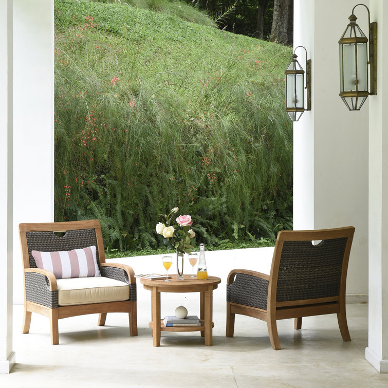 Colden Teak Wicker 2 - Person Seating Group with Cushions