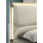 Cadre de lit simple contemporain blanc perle avec revêtement en tissu, bois d'hévéa massif, bois d'ingénierie et DEL - Conception de tête de lit améliorée avec style, faite de tissu-1006108572