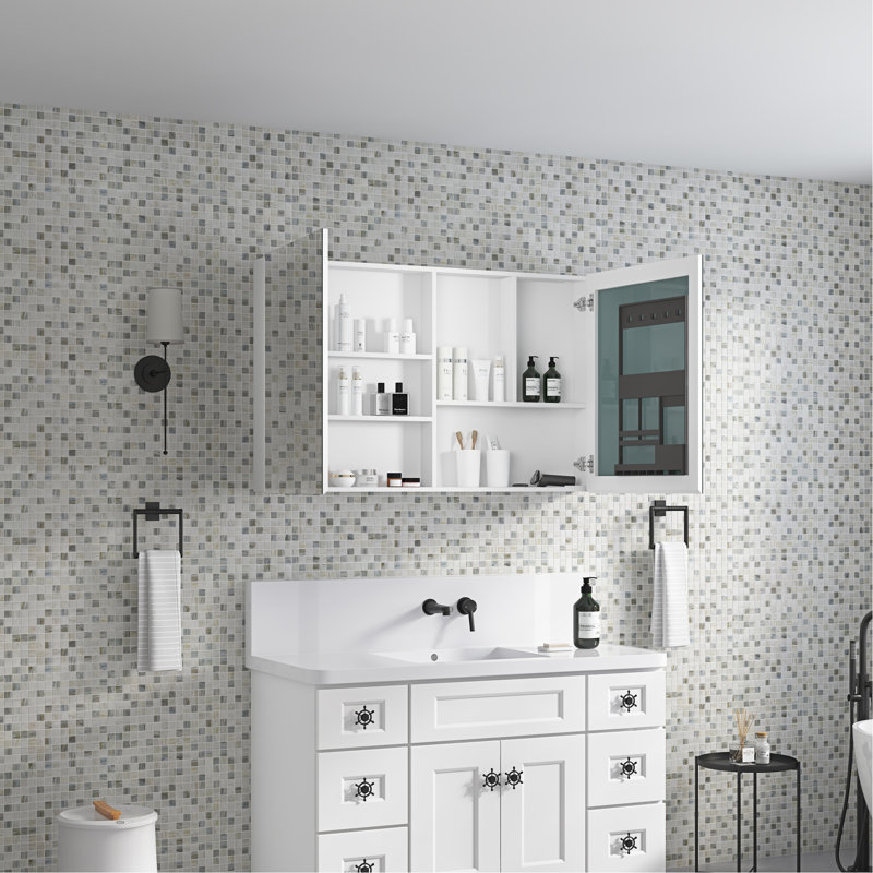 Armoire de salle de bain 48 po x 30 po avec miroir biseauté HD - bois d'ingénierie et pharmacie soigné