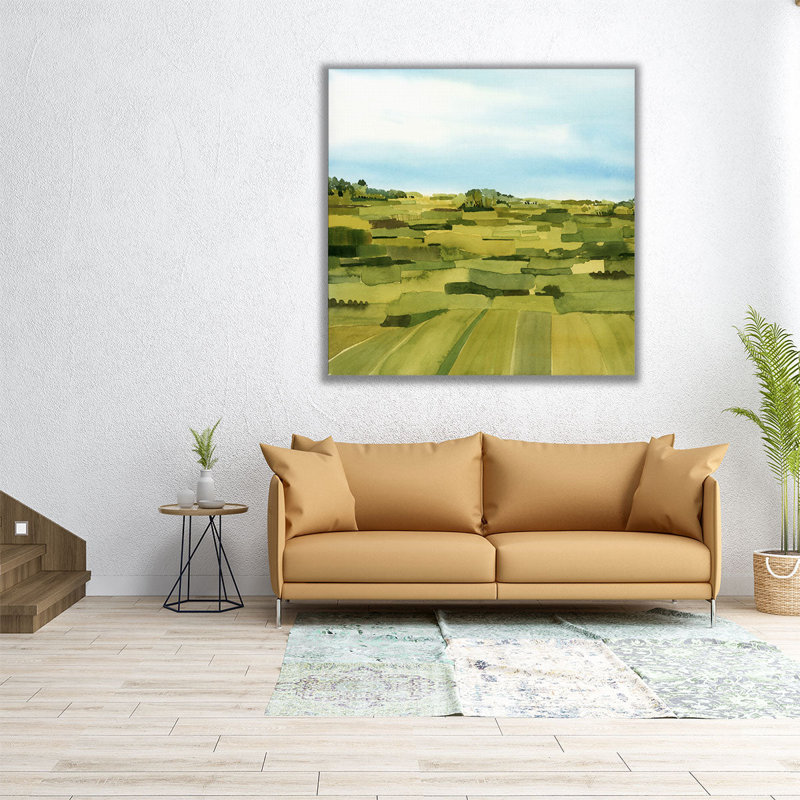 «Green Gold Valley I», reproduction d'art sur toile, H 12 po x l 12 po