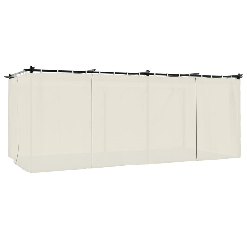 Gazebo With Curtains Steel, Cream, 220cm H x 596cm W x 295cm D