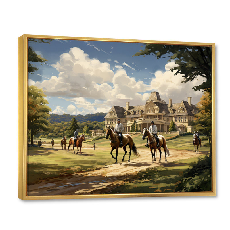 Art mural sur toile Country Club, H 12 po x l 20 po x P 1 po, Cadre flottant doré