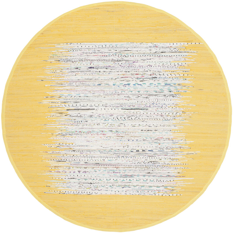 Tapis de couleur unie en coton tissé à la main Paynter, Rond 6 pi