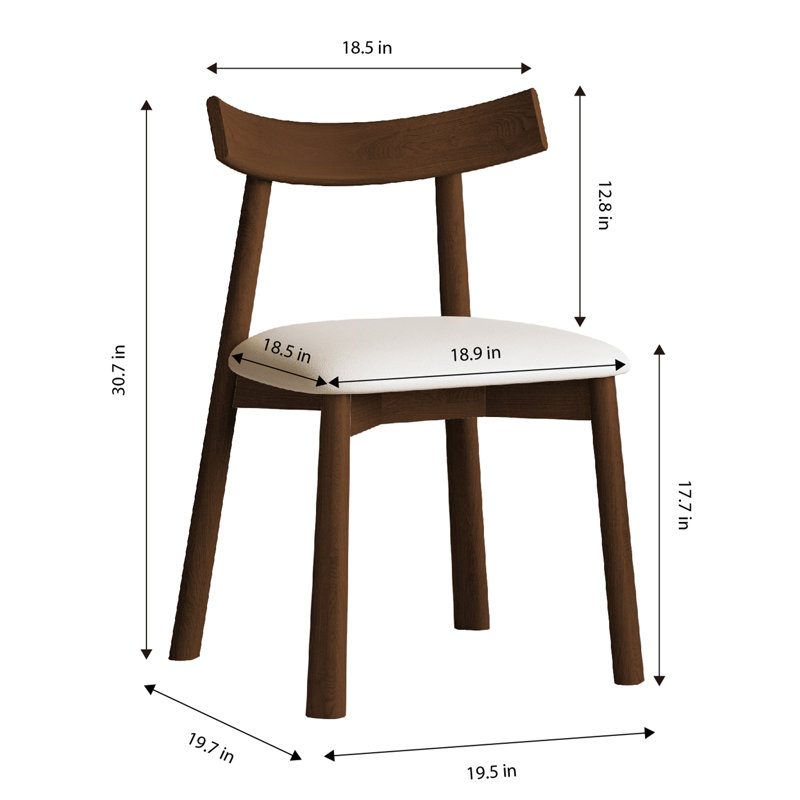 Chaises de salle à manger modernes peu encombrantes, finition en bois de noyer, conception sans accoudoirs pour la cuisine