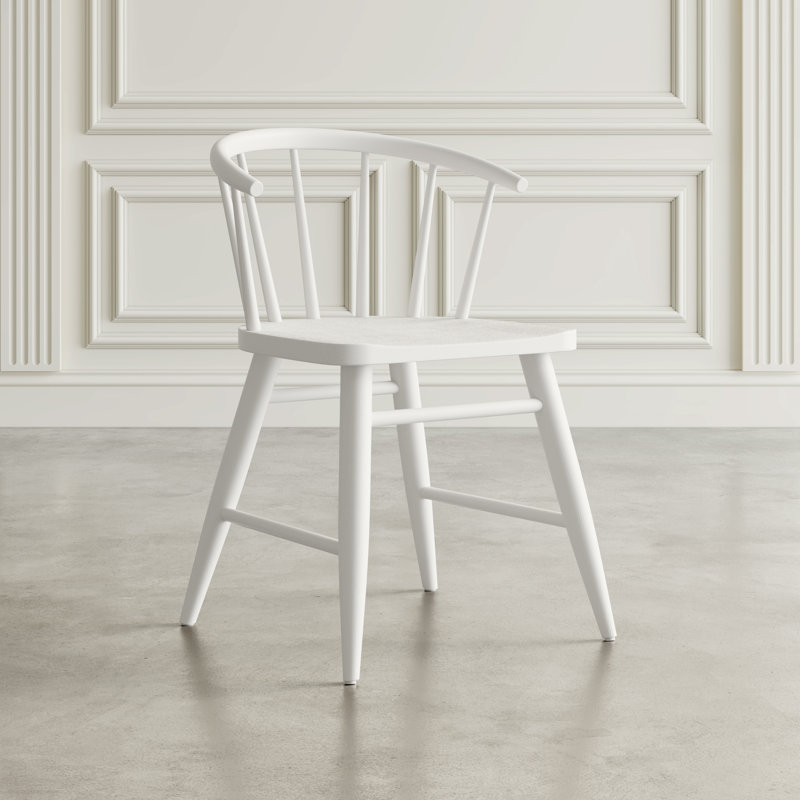 Crumpton Traditional Solid Wood Curved Back Spindle Dining Chair, White