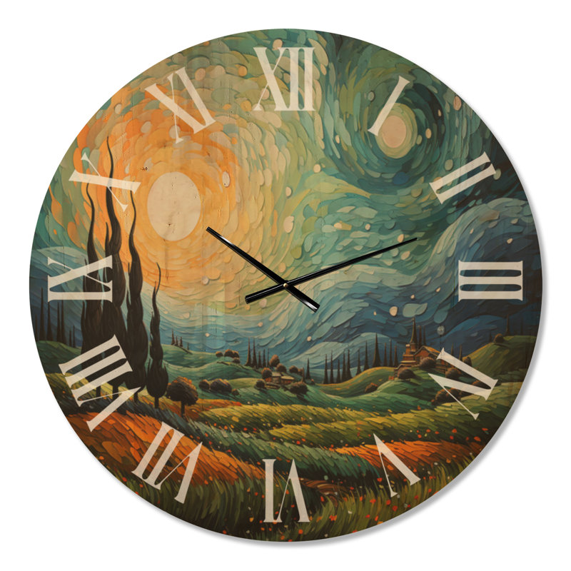 Horloge murale Van Gogh the Swaying Cypress II - Large Vangogh, Surdimensionné
