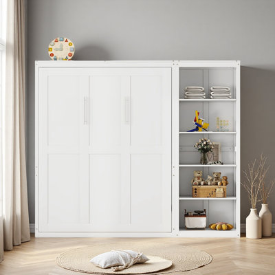 Grand lit escamotable mural avec tablettes