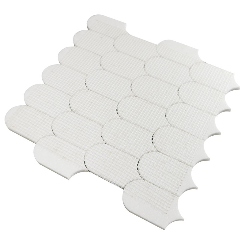 Carrelage mosaïque en marbre poli 12,11 po x 12,11 po Moonlit Arches, Cristal blanc
