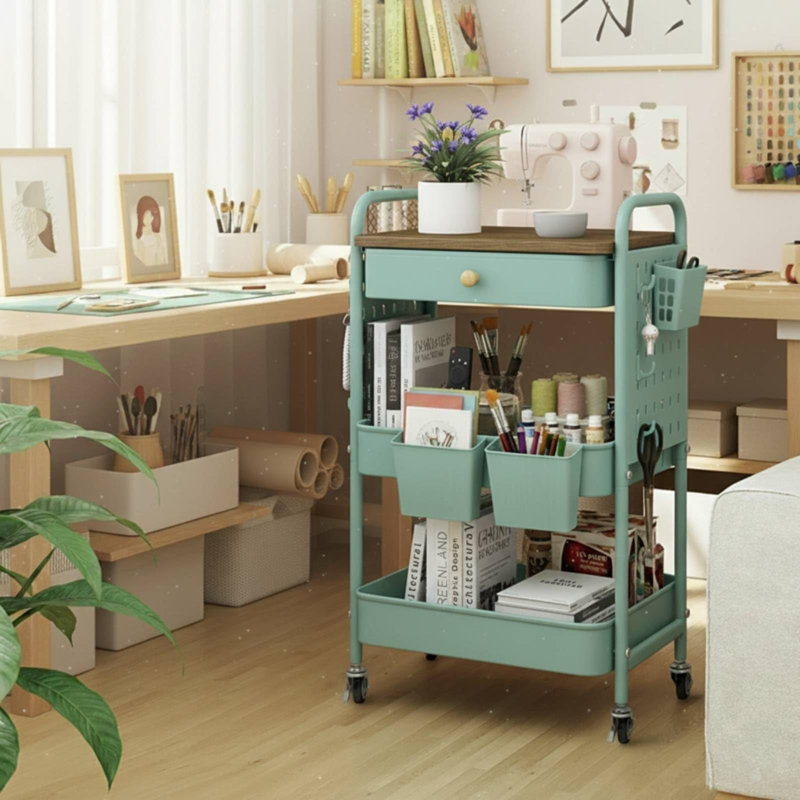 72cm H x 43cm W Book Cart, Green