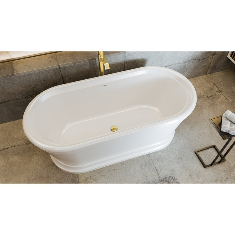 Baignoire autoportante en acrylique poli L 66 3/4 po x l 31 1/2 po x H 23 7/8 po DreamLine Abbey, Laiton poli