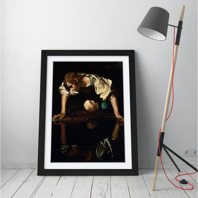 Caravaggio Narcissus - Single Picture Frame Print on Canvas, Black, 35cm H x 26cm W