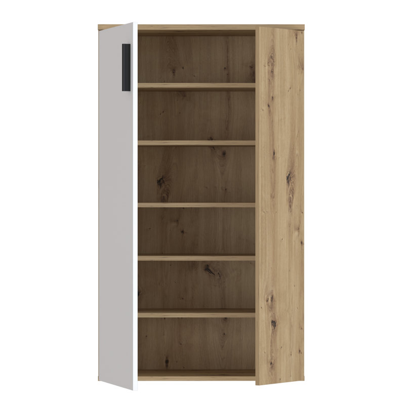 Shoe Storage Cabinet, White/Oak Wood
