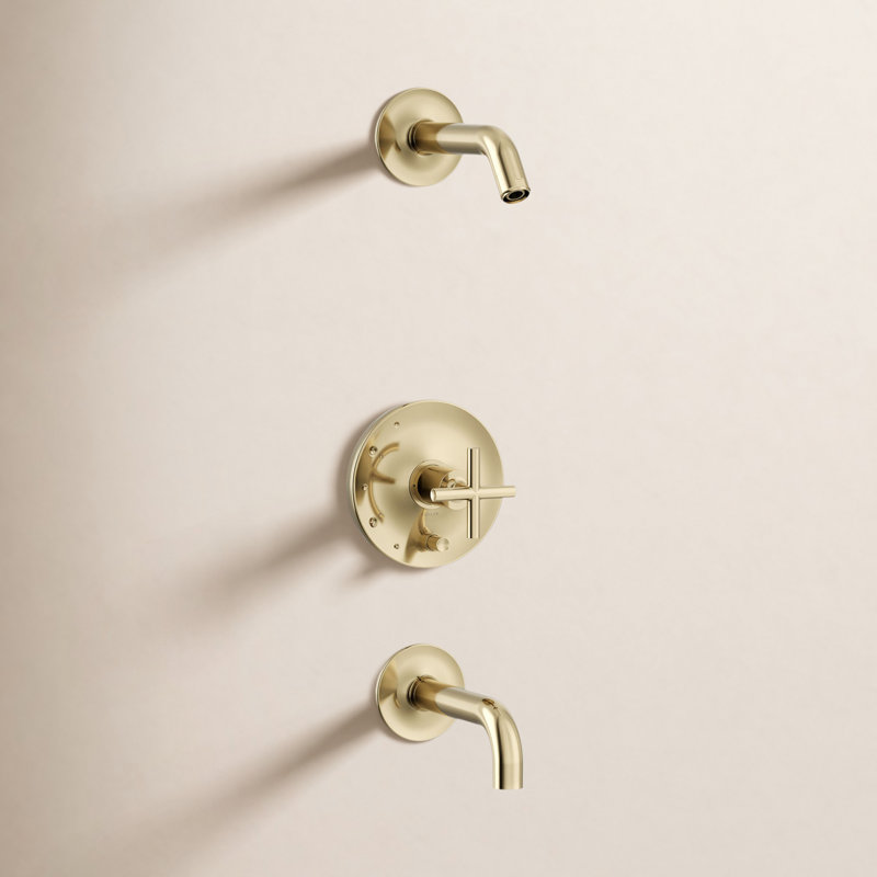 Robinet de douche Purist, Croix, Or français éclatant