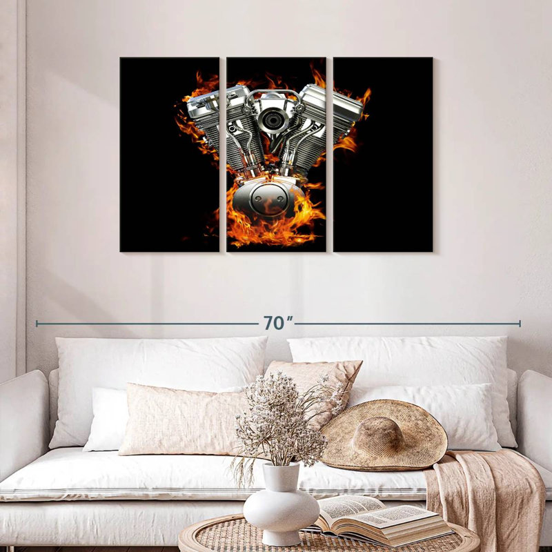 Mehar Blazing Motorcycle Engine, 28" H x 45" W