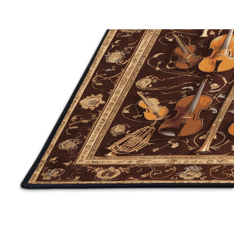 Tapis noir français lavable à la machine, Rectangle 5 pi x 7 pi