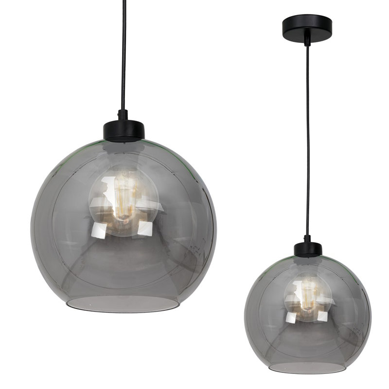Amezcua 1 - Light Black Teardrop Pendant, Grey/Smoked