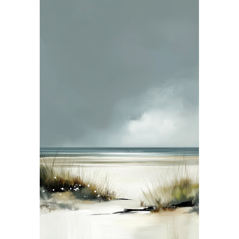 Plage nuageuse - Toile vert bord de mer pour la décoration intérieure | Art