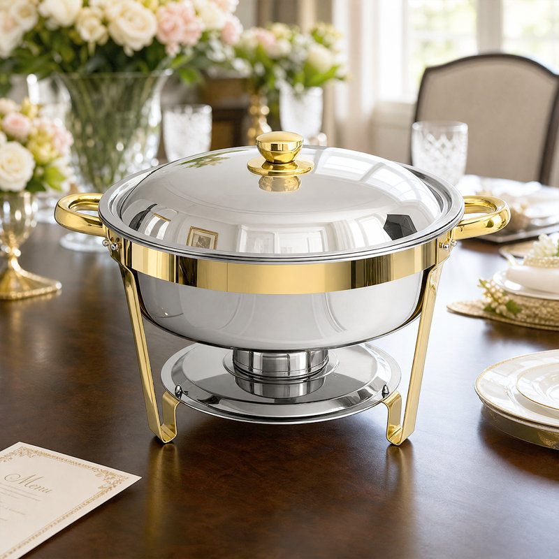 Réchaud rond empilable rond - Serveur de buffet en acier inoxydable à conservation de la chaleur pour les fêtes