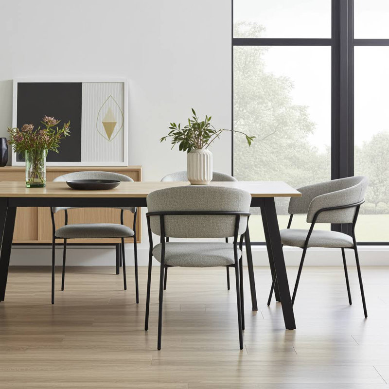 Frances Set of 4 Velvet Dining Chairs, Fabric Grey